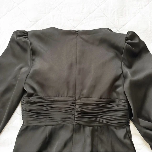 IEENA FOR MAC DUGGAL Evening Ruched Plunging Neck Jumpsuit Black 12 NWOT NEW - Picture 9 of 10